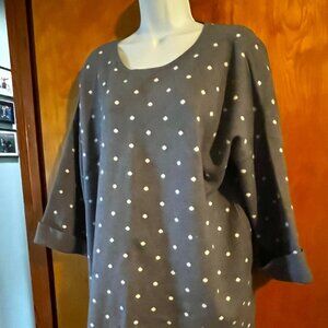 NWOT Cynthia Crowley grey with white dots soft sweater - 2X